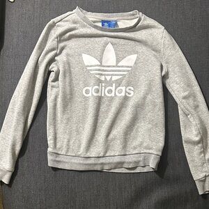 Adidas Women's Light Gray Crew Neck Sweater